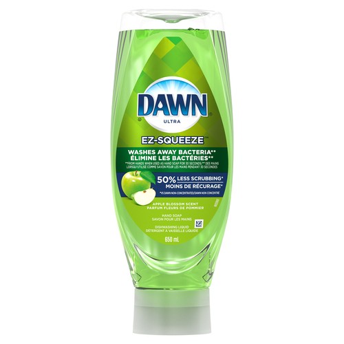 Dawn Ultra Dishwashing Liquid Washes Away Bacteria Apple Blossom 650 ml
