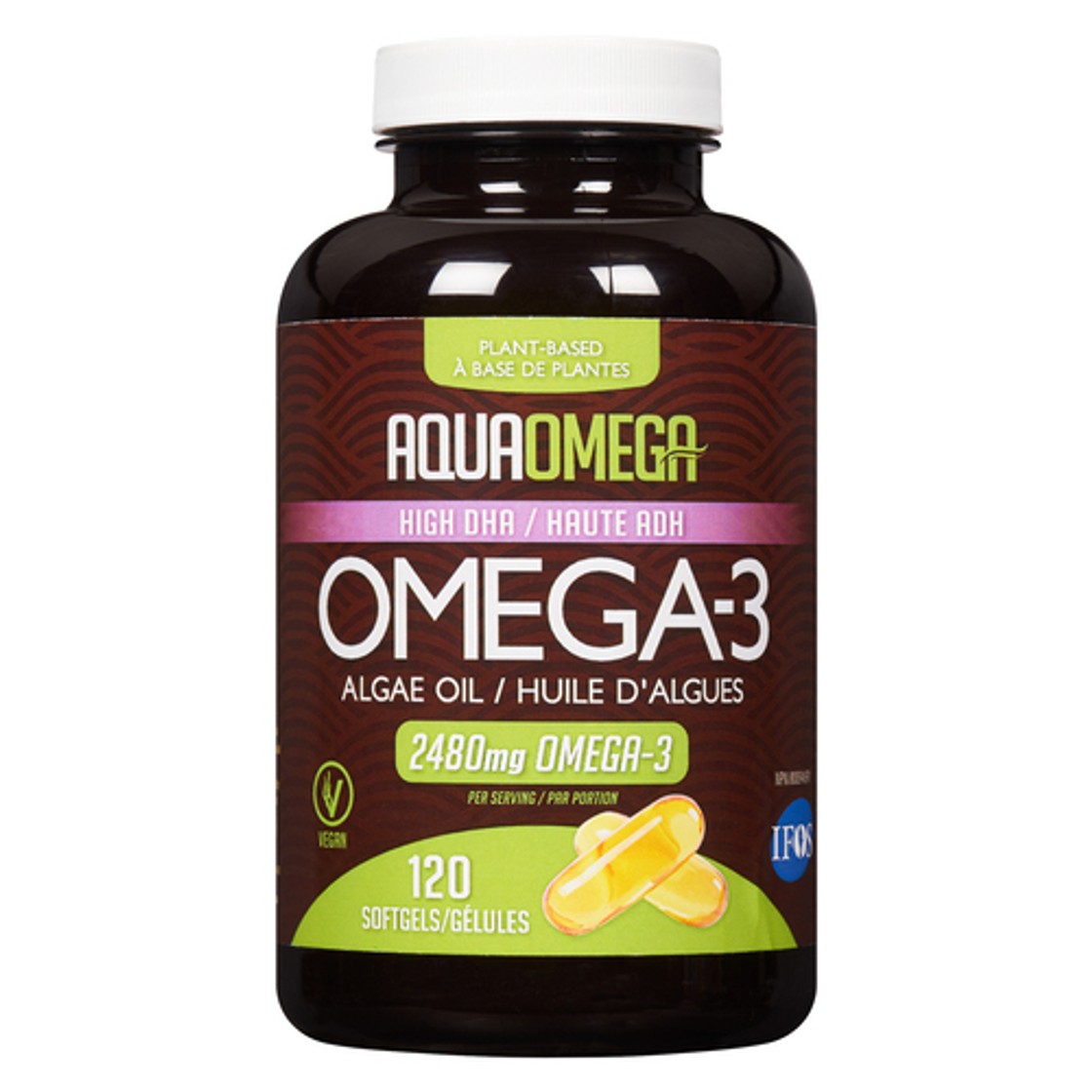 AquaOmega Plant Based High DHA Omega 3 Algae Oil Softgels 120 Count ...