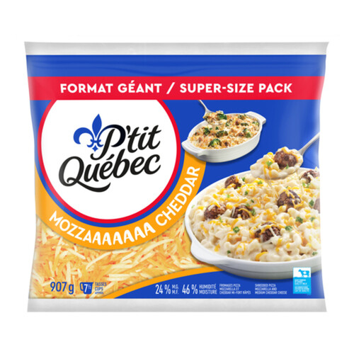 P'tit Quebec Shredded Cheese Cheddar Mozzarella 907 g