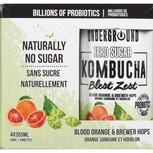 Underground Beverages Kombucha Blest Zest 4 x 355 ml (cans)
