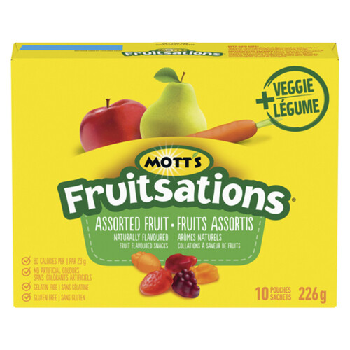 Mott's Fruitsations + Veggie Assorted Fruit Flavoured Snacks 226 g