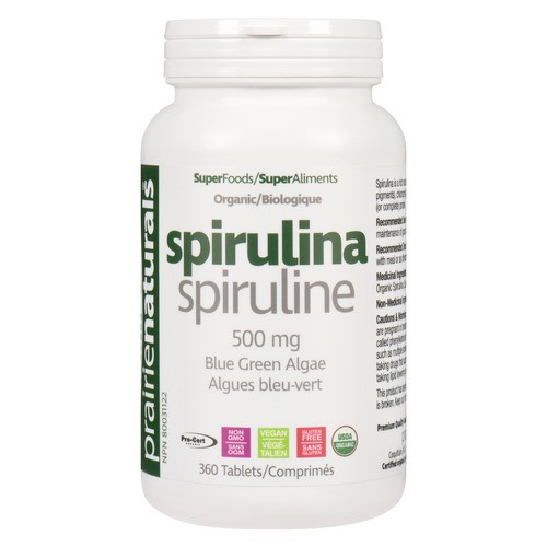 Prairie Naturals Organic Vegan & Gluten-Free Spirulina Blue Green Algae 360 Tablets