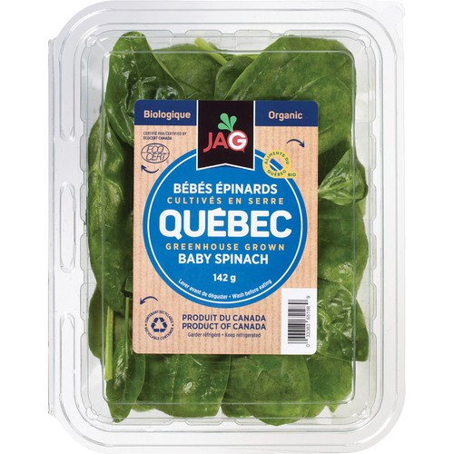 JAG Greenhouse Organic Baby Spinach 142 g