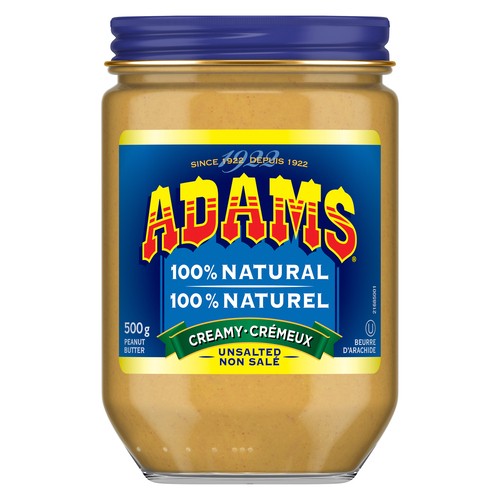 Adams Creamy Natural Unsalted Peanut Butter 500 g