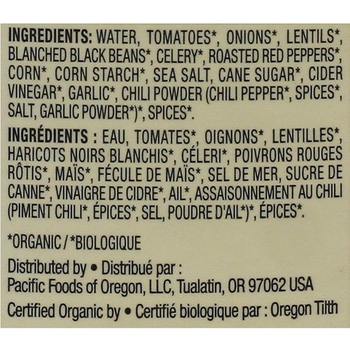 Pacific Foods Organic Vegan Vegetable Soup Lentil & Roasted Red Pepper 472 ml