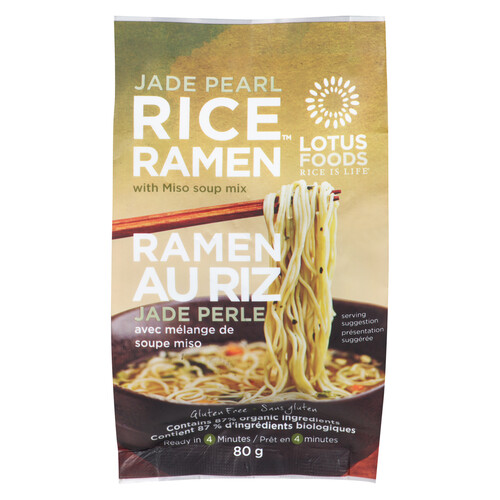 Lotus Foods Gluten-Free Rice Ramen Jade Pearl With Miso Soup Mix 80 g