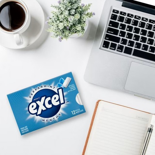 Excel Sugar Free Chewing Gum Peppermint Flavoured Bottle of 60 Pieces 1 EA