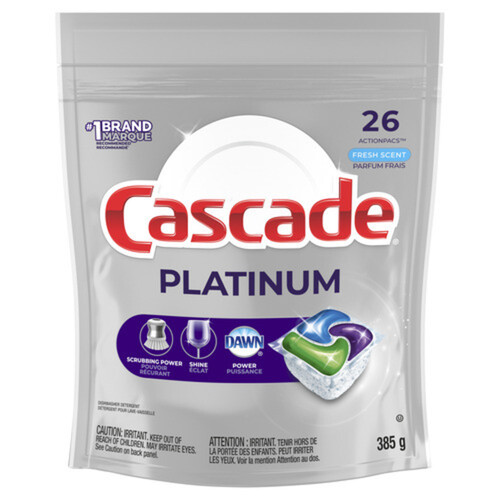 Cascade Platinum Dishwasher Detergent Pouch With Liquid And Powder Fresh Scent 26 EA