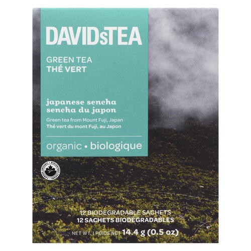 DAVID's Tea Organic Green Tea 12 Sachets 