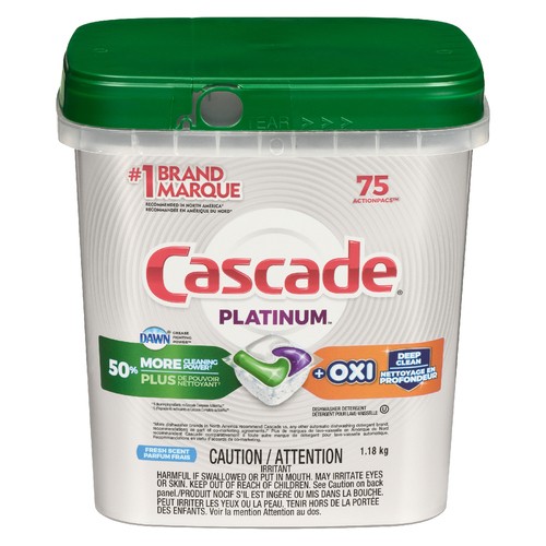 Cascade Dishwashing Pouch With Liquid & Powder With Oxi Fresh Scent 75 EA