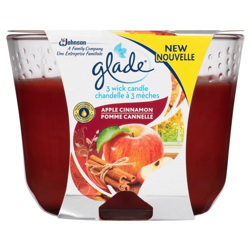 Glade 3 Wick Scented Candle Air Freshener Apple Cinnamon 1 pack