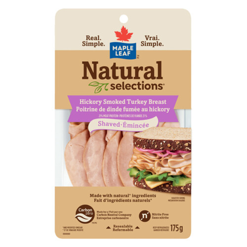 Maple Leaf Natural Selections Deli Shaved Turkey Breast Hickory Smoked 175 g