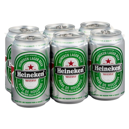 Heineken Beer 5% Alcohol Lager 6 x 330 ml (cans)