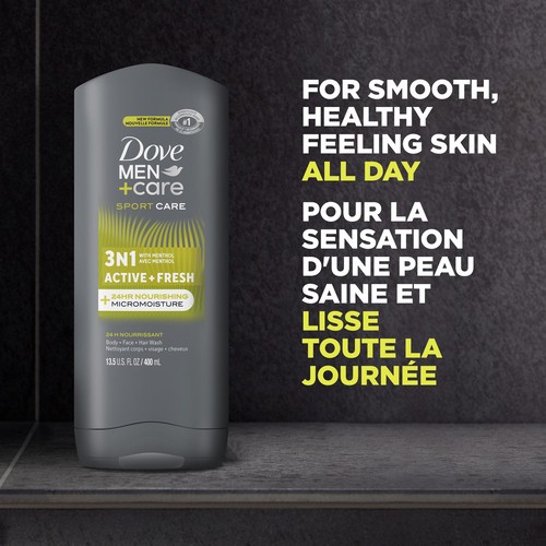 Dove Men+Care Sportcare 3In1 Hair + Body + Face Wash Active + Fresh 400 ml