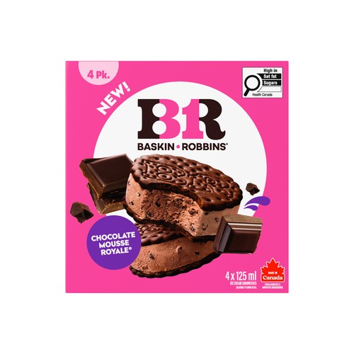 Baskin Robbins Ice Cream Sandwiches Chocolate Mousse Royale 4 x 125 ml