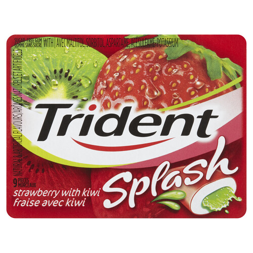 Trident Splash Sugar Free Gum Strawberry Kiwi 9 Pieces