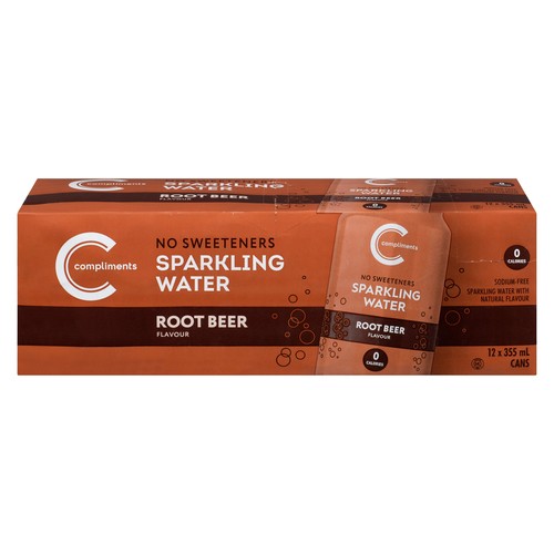 Compliments Sparkling Water Root Beer 12 x 355 ml (cans)