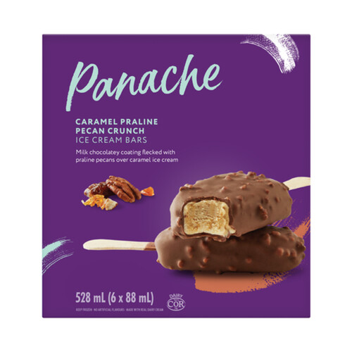 Panache Ice Cream Bars Caramel Praline Pecan Crunch & Milk Chocolate 6 x 88 ml