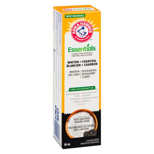 Arm & Hammer Essentials Toothpaste Whiten + Charcoal Clean Mint 90 ml
