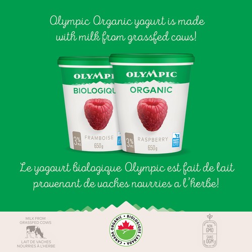 Olympic Organic 3% Yogurt Raspberry 650 g