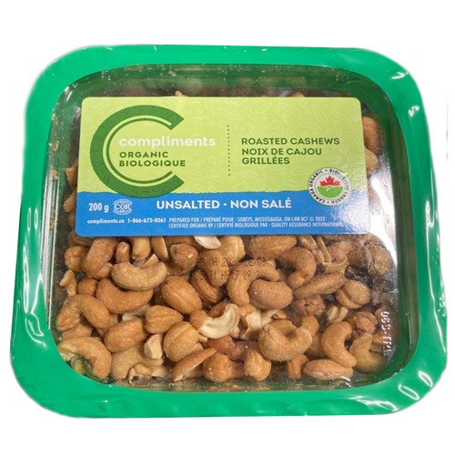 Compliments Organic Cashews Roasted & Unsalted 200 g