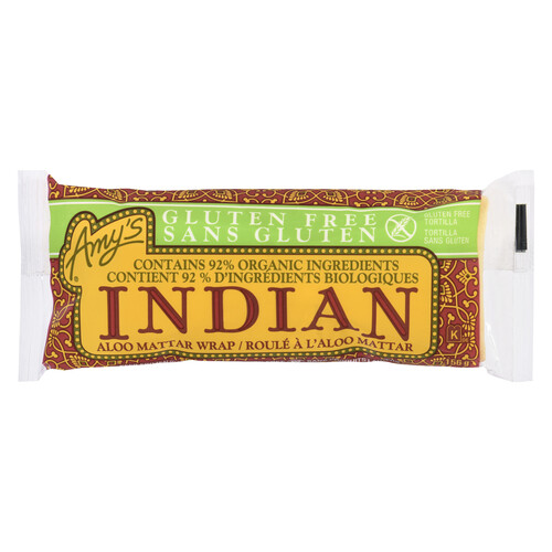 Amy's Kitchen Gluten-Free Indian Aloo Mattar Wrap 156 g (frozen)