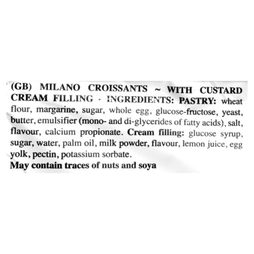 Milano Croissants Custard Cream Filled 6 x 50 g