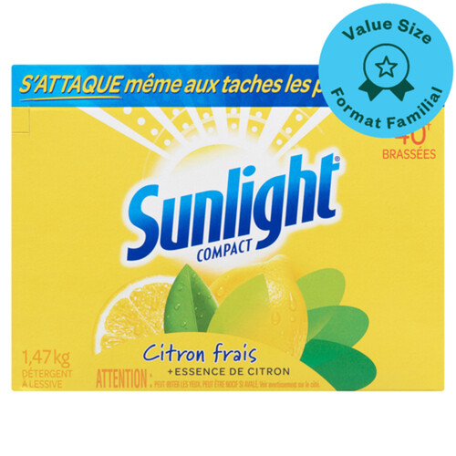 Sunlight Laundry Detergent Lemon Fresh 40 Loads Value Size 1.47 kg