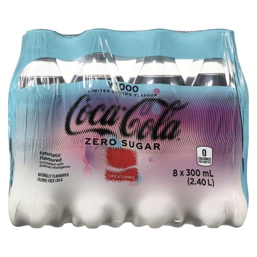 Coca-Cola Zero Sugar Soft Drink 8 x 300 ml (bottles)