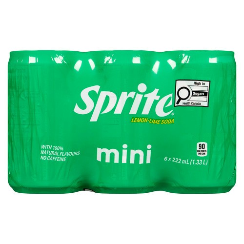 Sprite Mini Soft Drink Lemon & Lime 6 x 222 ml (cans)