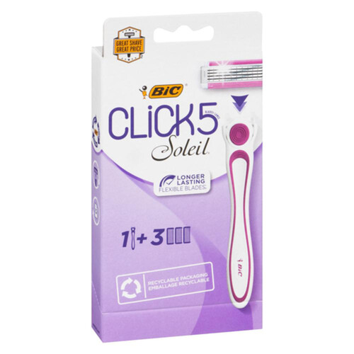 Bic Click 5 Soleil Blades With Handle 3 Pack