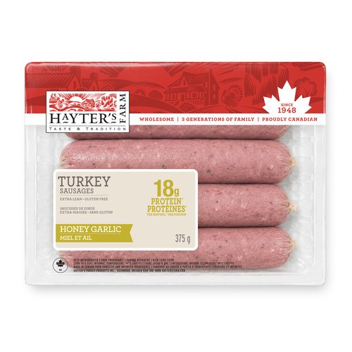 Hayter's Farm Turkey Sausage Honey Garlic 375 g