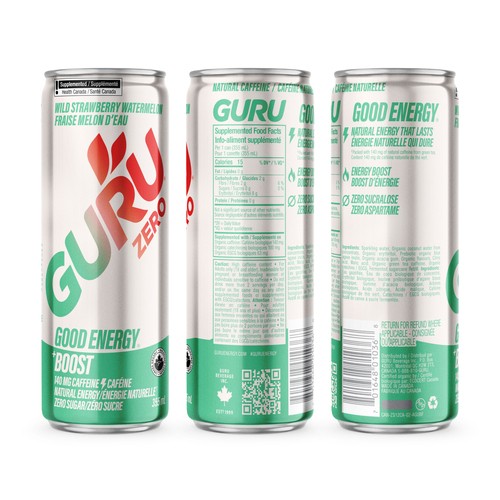 Guru Energy Drink Strawberry Watermelon 24 x 355 ml (cans)