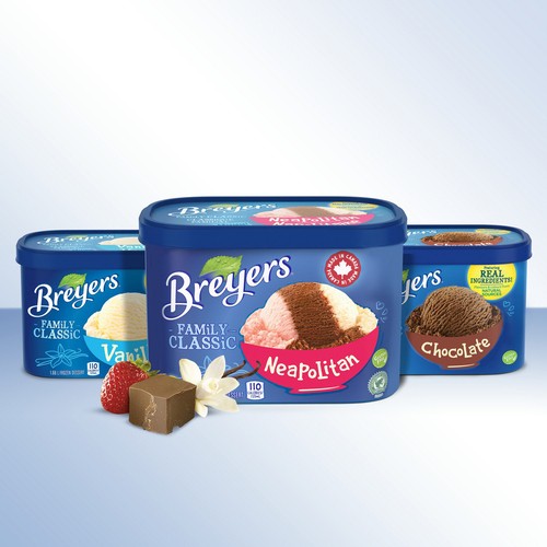Breyers Family Classic Frozen Dessert With Cocoa, Vanilla & Strawberries Neapolitan 1.66 L