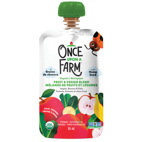Once Upon A Farm Organic Baby Food Apple Banana & Kale Hemp Seed 85 ml