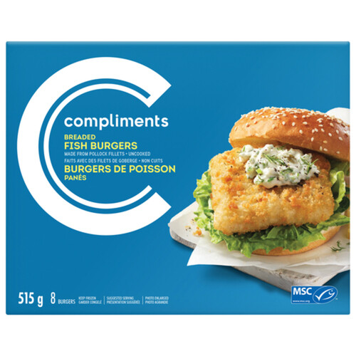 Compliments Frozen Breaded Fish Burger 515 g