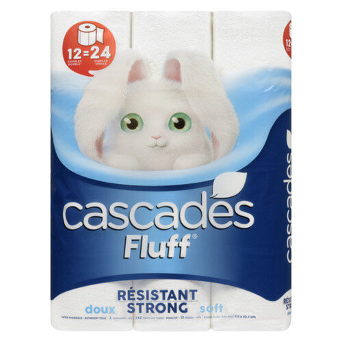 Cascades Toilet Paper Fluff Strong 2 Ply Double Rolls x 12 Sheets 
