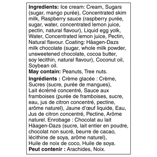 Häagen-Dazs Ice Cream Bars Mango Raspberry 216 ml
