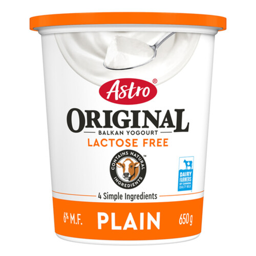 Astro Original Lactose-Free 6% Balkan Yogurt Plain 650 g