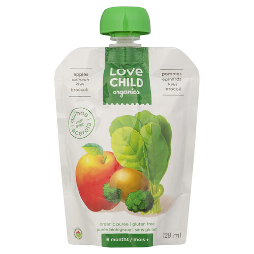 Love Child Organics  Baby Food Apple Spinach Kiwi Broccoli 128 ml