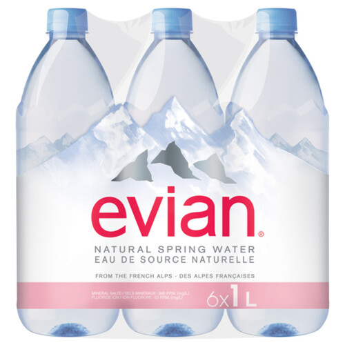 Evian Spring Water Natural 6 x 1 L (bottles)