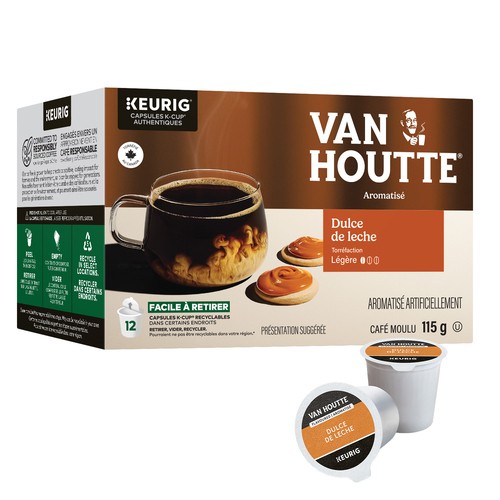 Van Houtte Coffee Pods Light Roast Dulce De Leche 12 K-Cups 115 g