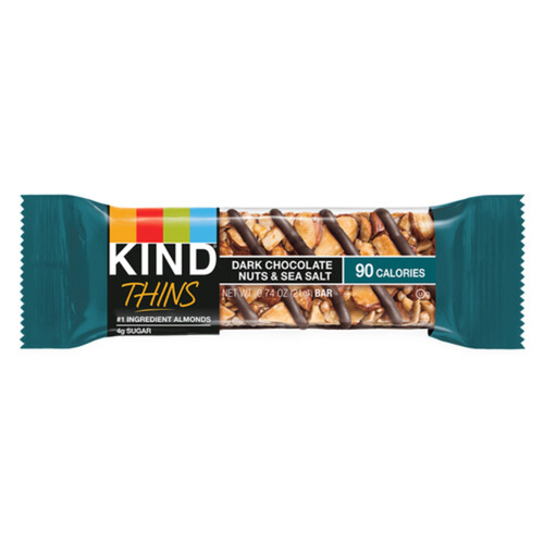 Kind Gluten-Free Thins Dark Chocolate Bar Nuts And Sea Salt 21 g