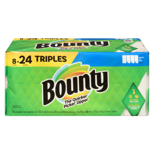 Bounty Paper Towel 2-Ply 8 Triple Rolls x 135 Sheets