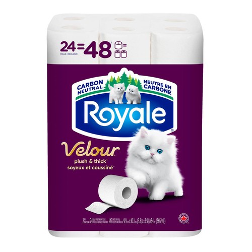 Royale Velour Toilet Paper 2-Ply 24 Rolls x 142 Sheets 