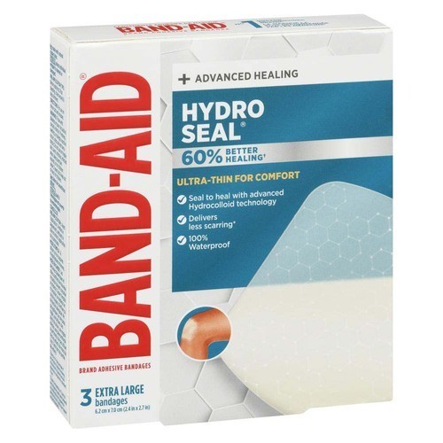 Band Aid Hydro Seal Bandages Thin Extra Large Strips 3 Count