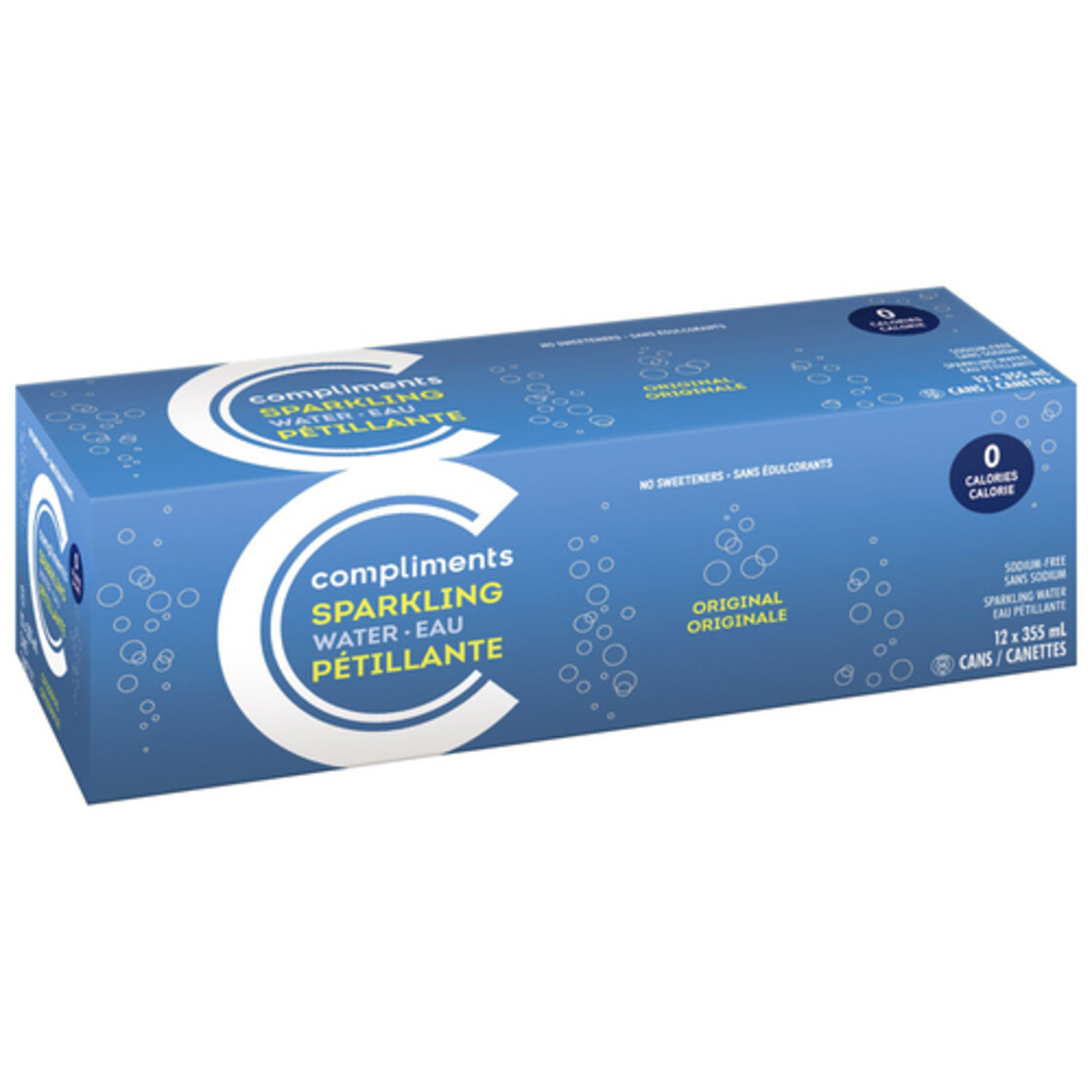 Compliments Sparkling Water Original 12 x 355 ml (cans) Voilà Online Groceries & Offers