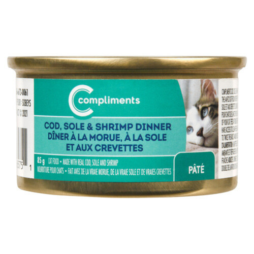 Compliments Wet Cat Food Pate Cod Sole Shrimp 85 g
