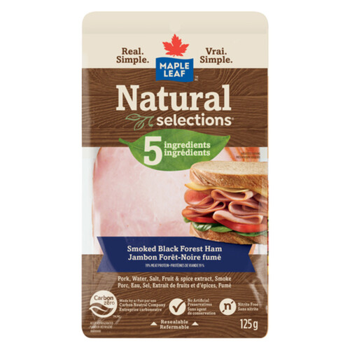 Maple Leaf Natural Selections Deli Sliced Smoked Ham Black Forest 125 g