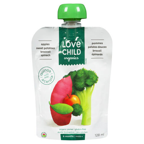 Love Child Organics Baby Food Apple Sweet Potato Broccoli & Spinach 128 ml
